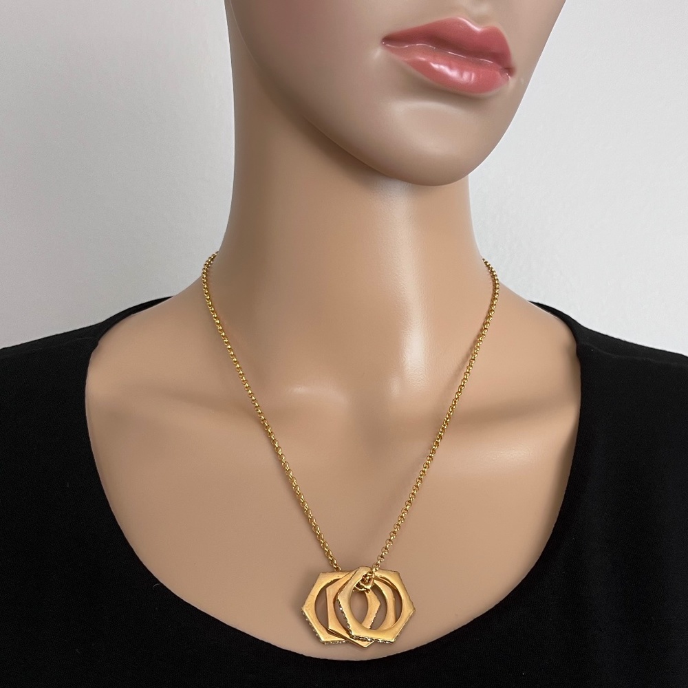 Lauren Ralph Lauren Gold Tone Pave Trihexagon Pendant